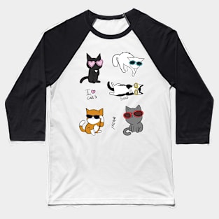 Funny cats with glasses Baseball T-Shirt